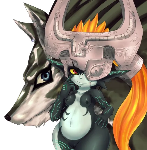 imp midna and link (wolf form)