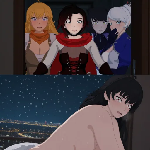 Raven , Yang , Ruby , Weiss and Blake