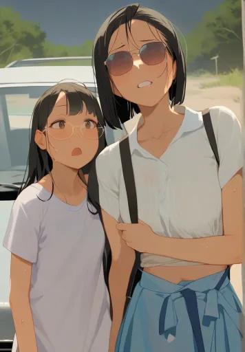 Stranded Mom & Daughter